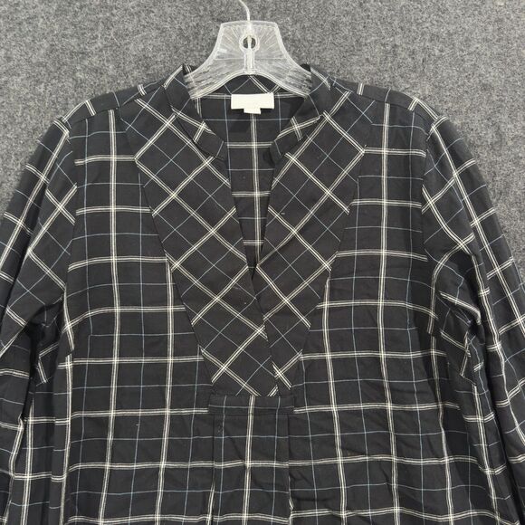 J Jill Tunic Shirt Women's XS Black Plaid Long Sleeve Top Blouse Button Down - Picture 2 of 8